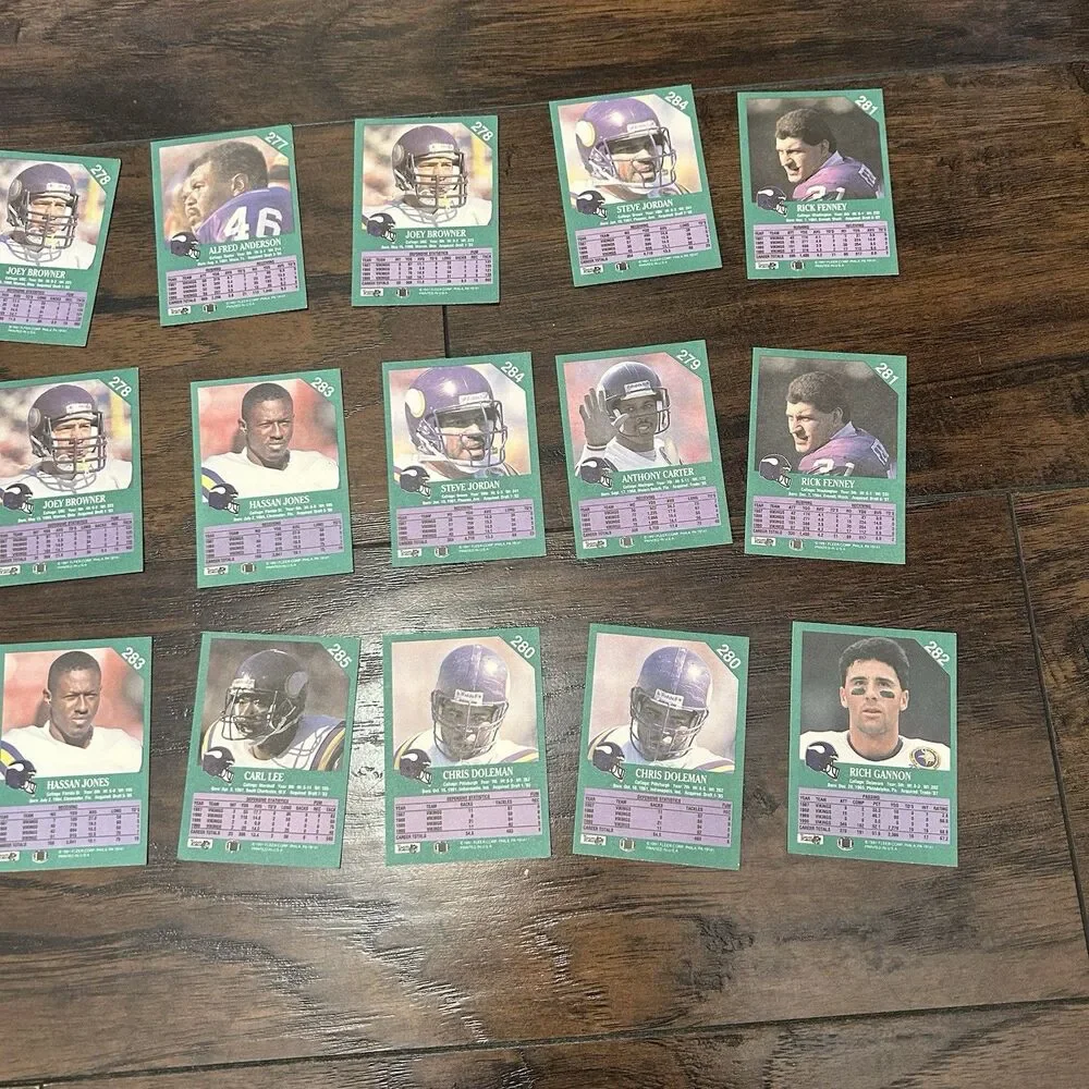 1991 Minnesota Vikings Football Card Lot Of  19 Trading Cards